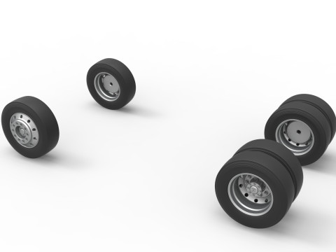 Wheel Set of Big Rig Racing Semi truck Scale 1 to 25 3D Принт Модель