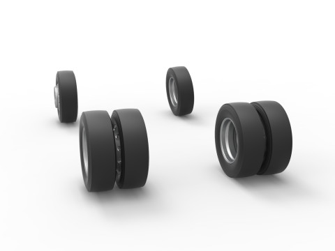 Wheel Set of Big Rig Racing Semi truck Scale 1 to 25 3D Принт Модель