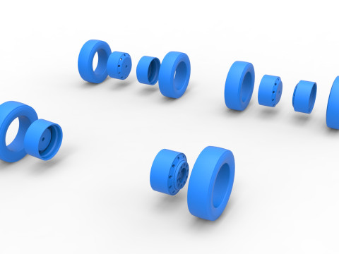 Wheel Set of Big Rig Racing Semi truck Scale 1 to 25 3D Принт Модель
