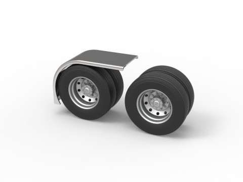 Semi truck Rear fenders Set 3 Scale 1 to 25 3D 打印模型