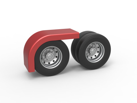 Semi truck Rear fenders Set 4 Scale 1 to 25 3D-printmodel