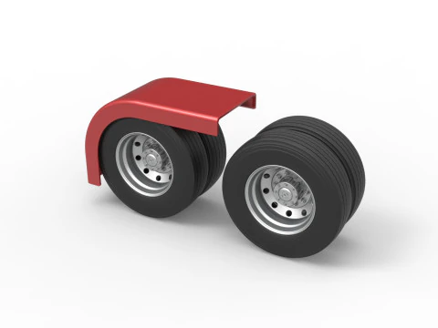 Semi truck Rear fenders Set 4 Scale 1 to 25 3D Print Model