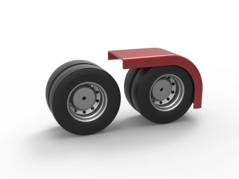 Semi truck Rear fenders Set 4 Scale 1 to 25 3D Print Model