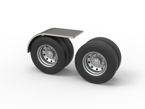 Semi truck Rear fenders Set 8 Scale 1 to 25 3D Принт Модель