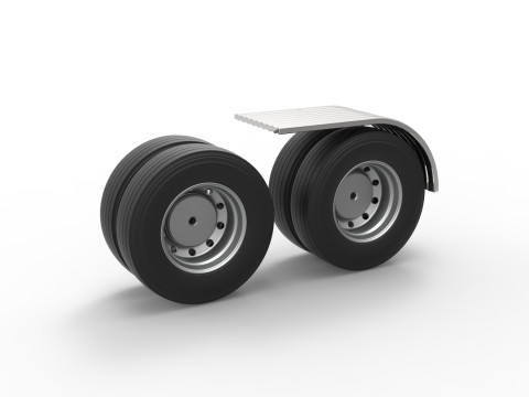 Semi truck Rear fenders Set 8 Scale 1 to 25 3D Принт Модель