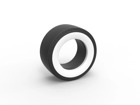 超级单半白壁轮胎版本 2 比例 1 至 25 3D 打印模型