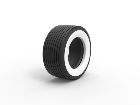 Super single semi Whitewall tire Version 2 Scale 1 to 25 3D Baskı Modeli