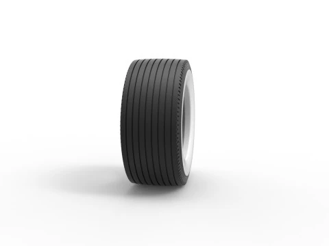 Super single semi Whitewall tire Version 2 Scale 1 to 25 3D Print Model