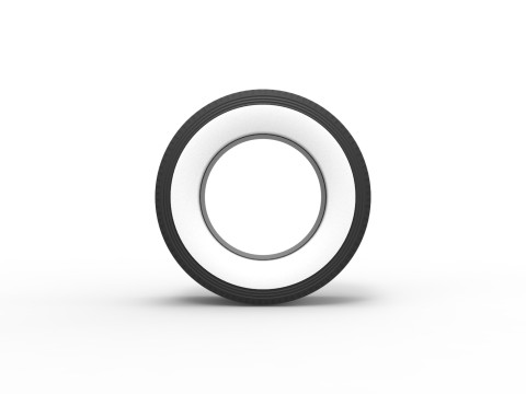 Super single semi Whitewall tire Version 2 Scale 1 to 25 3D Baskı Modeli