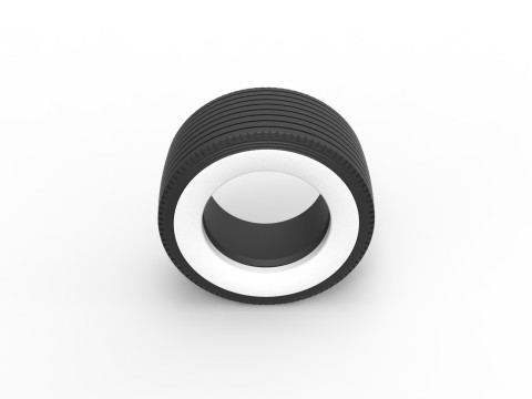 Super single semi Whitewall tire Version 2 Scale 1 to 25 3D Baskı Modeli