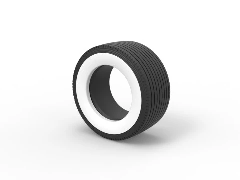 Super single semi Whitewall tire Version 2 Scale 1 to 25 3D Print Model