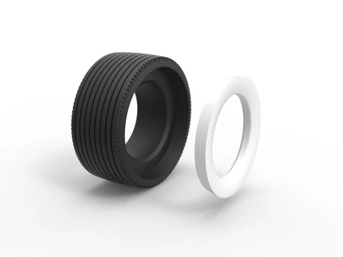Super single semi Whitewall tire Version 2 Scale 1 to 25 3D Print Model