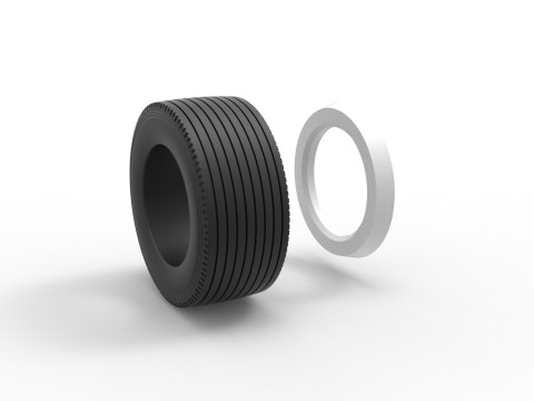 Super single semi Whitewall tire Version 2 Scale 1 to 25 3D Baskı Modeli