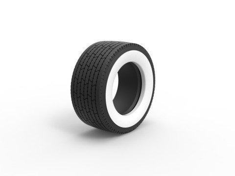 Super single semi Whitewall tire Version 3 Scale 1 to 25 3D-Druckmodell