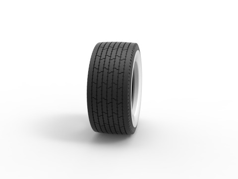 Super single semi Whitewall tire Version 3 Scale 1 to 25 3D-Druckmodell