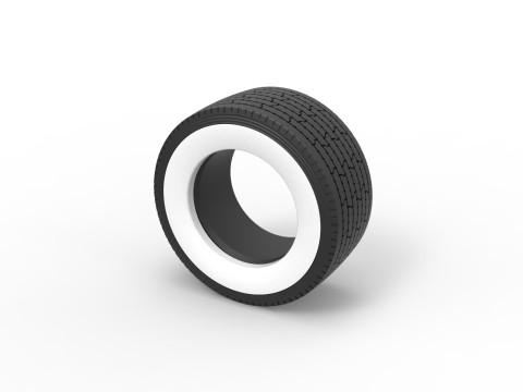 Super single semi Whitewall tire Version 3 Scale 1 to 25 3D-Druckmodell
