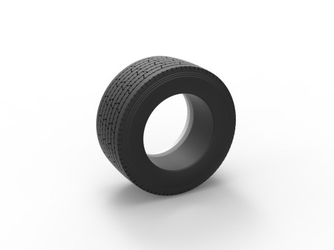 Super single semi Whitewall tire Version 3 Scale 1 to 25 3D-Druckmodell