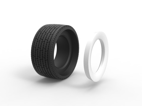 Super single semi Whitewall tire Version 3 Scale 1 to 25 3D-Druckmodell