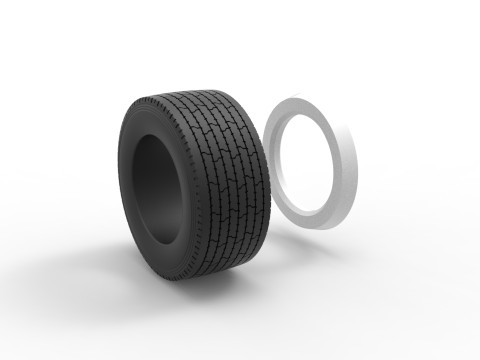 Super single semi Whitewall tire Version 3 Scale 1 to 25 3D-Druckmodell