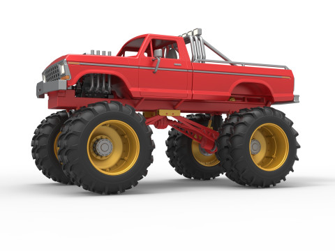 Vintage Monster Truck with double wheels Scale 1 to 25 3D Принт Модель