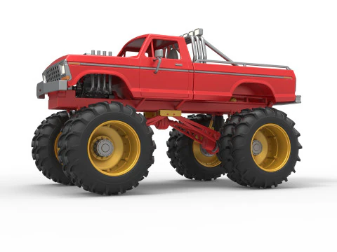 Vintage Monster Truck with double wheels Scale 1 to 25 3D Print Model