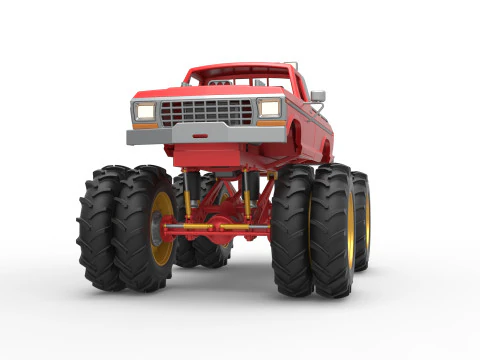 Vintage Monster Truck with double wheels Scale 1 to 25 3D Print Model