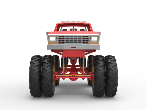 Vintage Monster Truck with double wheels Scale 1 to 25 3D Принт Модель