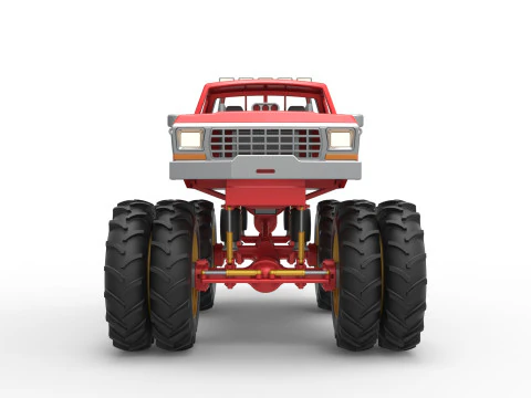 Vintage Monster Truck with double wheels Scale 1 to 25 3D Print Model
