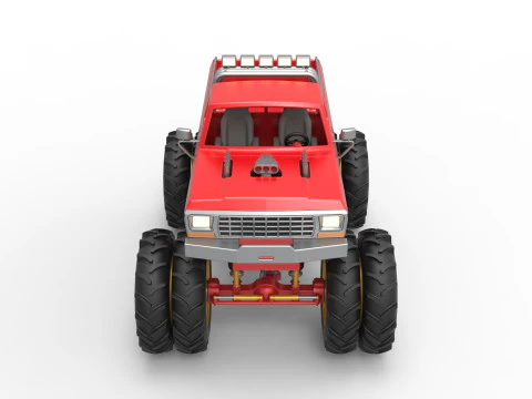 Vintage Monster Truck with double wheels Scale 1 to 25 3D Print Model