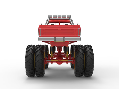 Vintage Monster Truck with double wheels Scale 1 to 25 3D Принт Модель