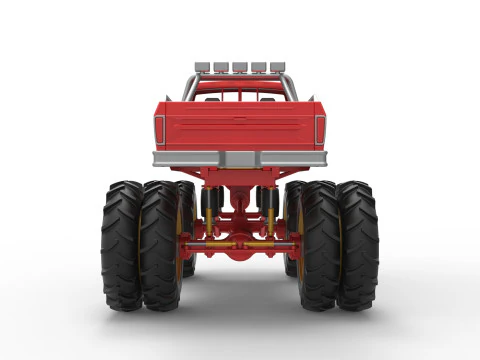 Vintage Monster Truck with double wheels Scale 1 to 25 3D Print Model
