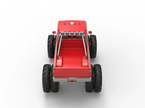 Vintage Monster Truck with double wheels Scale 1 to 25 3D Print Model