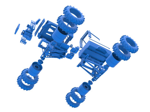 Vintage Monster Truck with double wheels Scale 1 to 25 3D Принт Модель