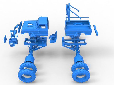 Vintage Monster Truck with double wheels Scale 1 to 25 3D Принт Модель