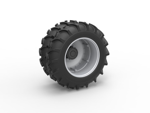 Double Wheel of Vintage Monster truck Scale 1 to 25 3D Print Model