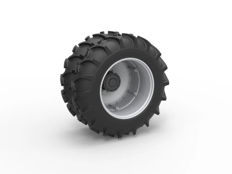 Podw&oacute;jne koło zabytkowej ciężar&oacute;wki Monster Truck w skali od 1 do 25 Model do druku 3D