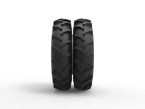 Double Wheel of Vintage Monster truck Scale 1 to 25 Modèles 3D en vedette