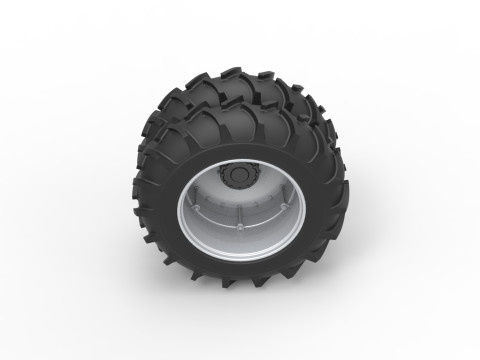 Double Wheel of Vintage Monster truck Scale 1 to 25 Modèles 3D en vedette