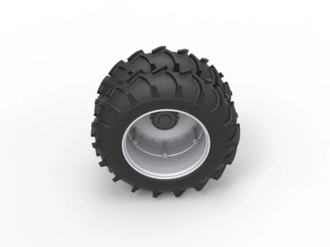 Double Wheel of Vintage Monster truck Scale 1 to 25 3D Print Model