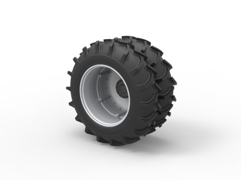 Double Wheel of Vintage Monster truck Scale 1 to 25 Modèles 3D en vedette