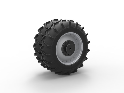 Double Wheel of Vintage Monster truck Scale 1 to 25 Modèles 3D en vedette