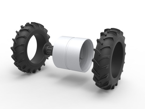 Double Wheel of Vintage Monster truck Scale 1 to 25 Modèles 3D en vedette