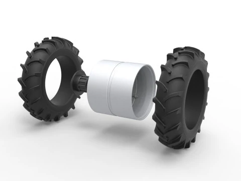 Double Wheel of Vintage Monster truck Scale 1 to 25 3D Print Model