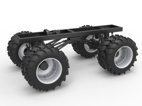 Chassis of Vintage Monster Truck with double wheels Scale 1 to 25 Modello di stampa 3D