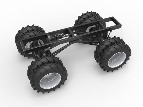 Chassis of Vintage Monster Truck with double wheels Scale 1 to 25 3D Принт Модель