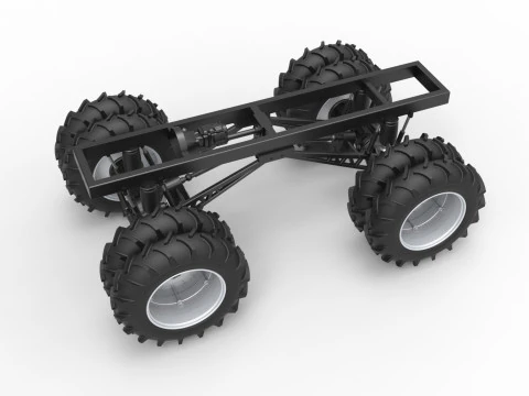 Fahrgestell eines Vintage-Monstertrucks mit Doppelr&auml;dern im Ma&szlig;stab 1 bis 25 3D Druckmodell