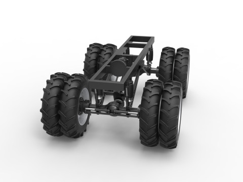 Chassis of Vintage Monster Truck with double wheels Scale 1 to 25 3D Принт Модель