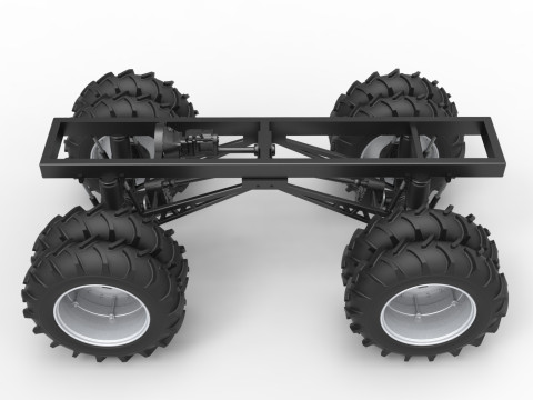 Chassis of Vintage Monster Truck with double wheels Scale 1 to 25 3D Принт Модель