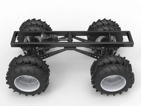 Fahrgestell eines Vintage-Monstertrucks mit Doppelr&auml;dern im Ma&szlig;stab 1 bis 25 3D Druckmodell