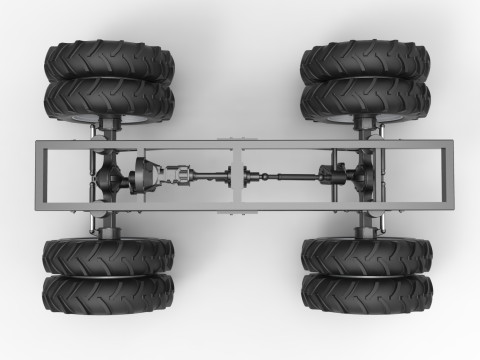 Chassis of Vintage Monster Truck with double wheels Scale 1 to 25 3D Принт Модель